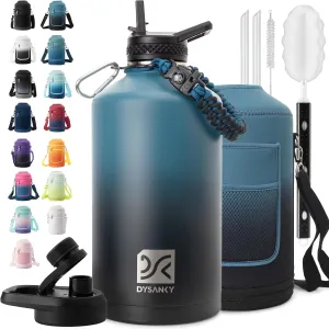 1 Gallon Water Bottle Insulated | Thickened Stainless Steel Vacuum Metal Water Jug | Portable Sports Large Thermos for Gym and Hiking with Straw, Carrier Bag, Handle Strap | BPA-Free 128 oz