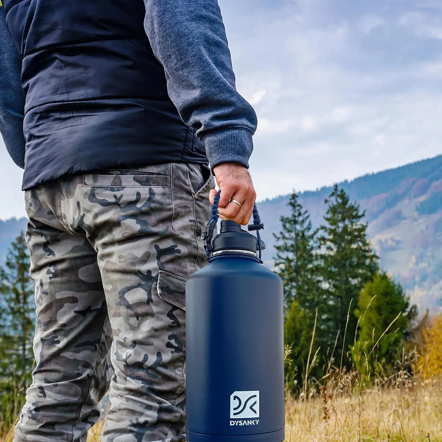 1 Gallon Water Bottle Insulated | Thickened Stainless Steel Vacuum Metal Water Jug | Portable Sports Large Thermos for Gym and Hiking with Straw, Carrier Bag, Handle Strap | BPA-Free 128 oz