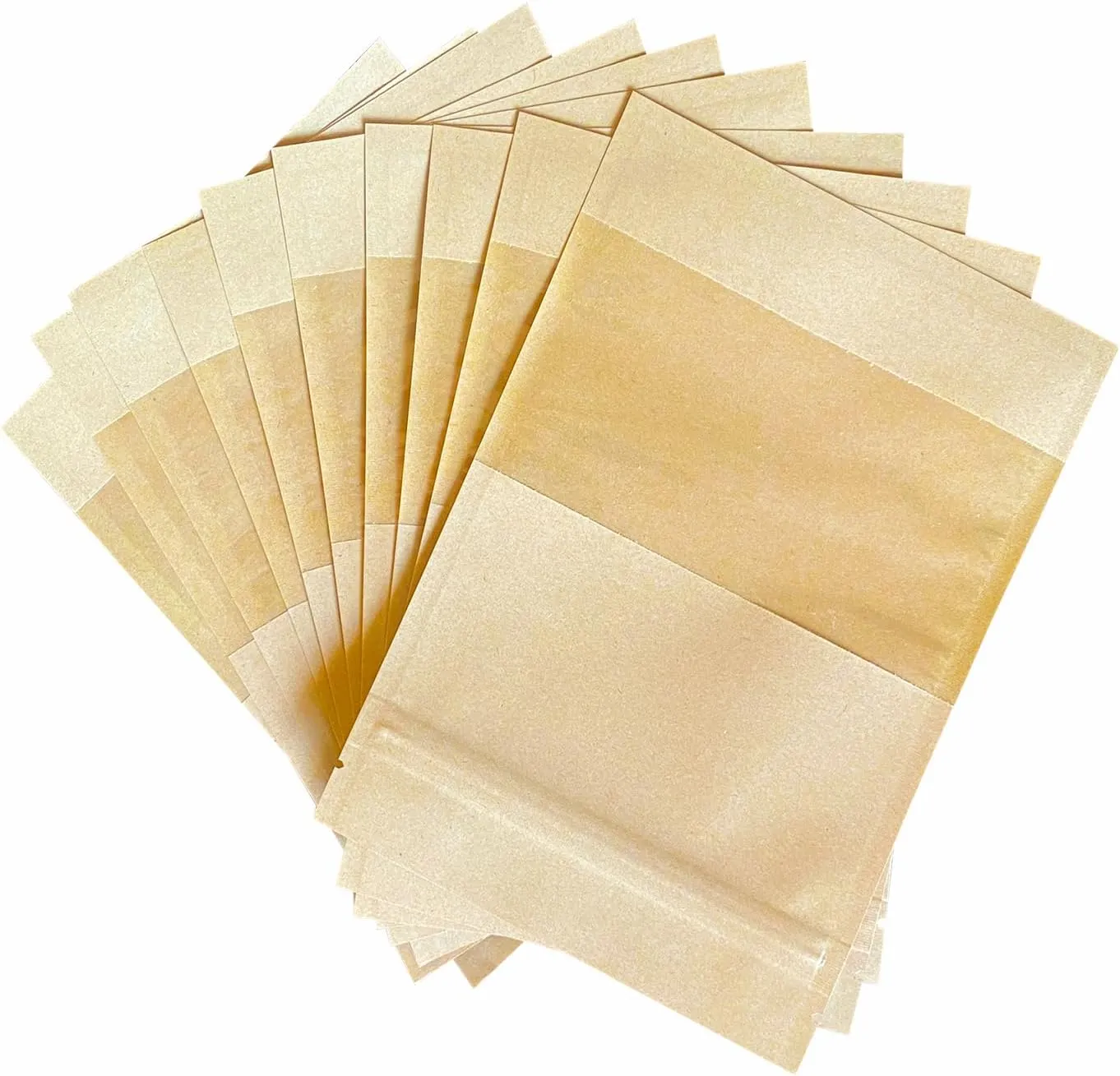 100 Pack Clear Window Airtight Brown Kraft Paper for Food Storage Lock Small Papar Bagse Seal Zipper Packets Bags Pouch Coffee Packaging Sample for Small Business 5.11x7.08 inch