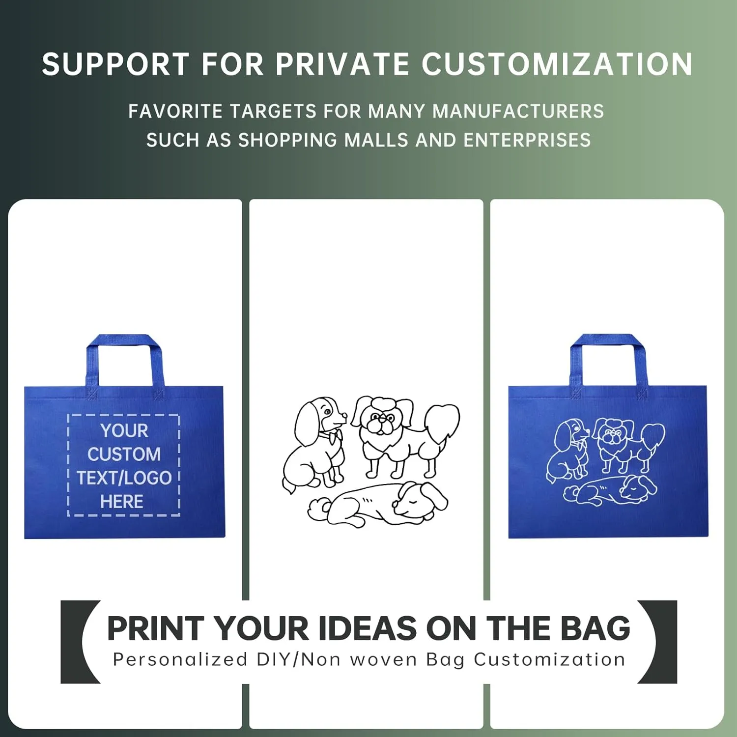 100 Reusable Shopping Bags custom bags with logo-Ideal for Company Promotions, commercial advertising,grocery bags
