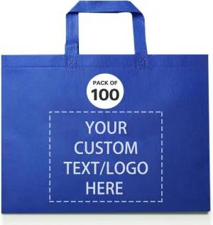 100 Reusable Shopping Bags custom bags with logo-Ideal for Company Promotions, commercial advertising,grocery bags