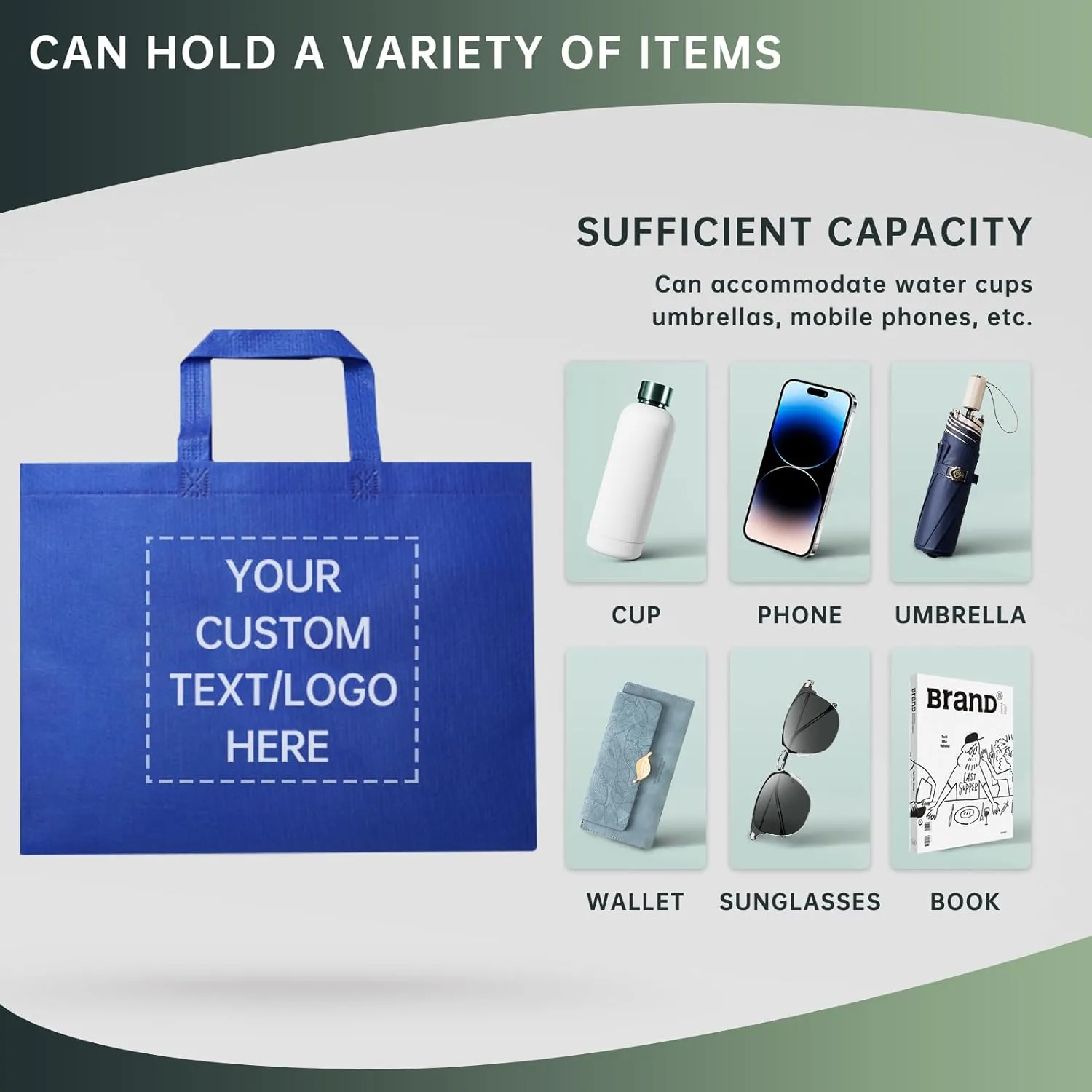 100 Reusable Shopping Bags custom bags with logo-Ideal for Company Promotions, commercial advertising,grocery bags