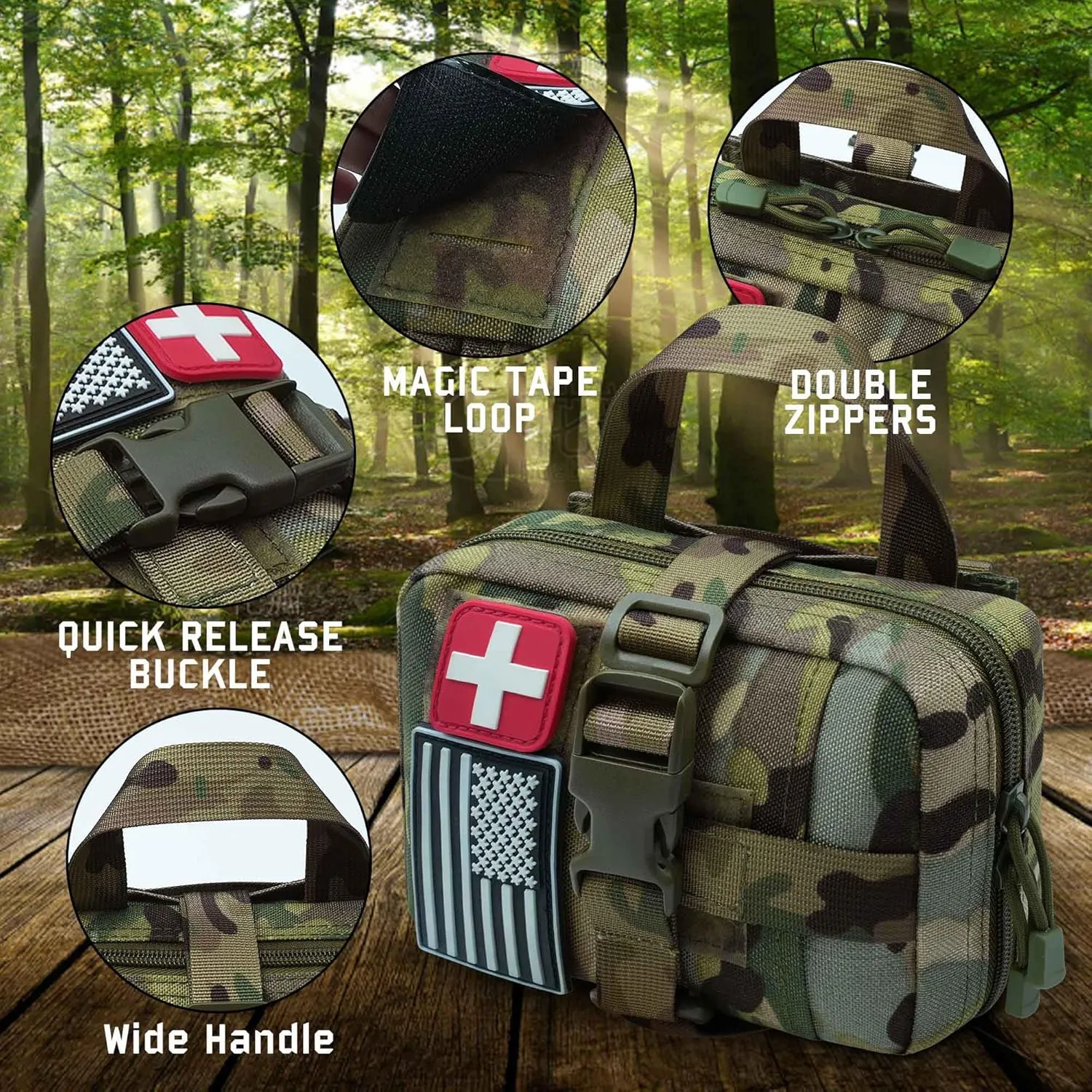 1000D Laser Cut Ifak Pouch, Upgrade Tactical Molle Rip Away EMT First Aid Ifak Pouches Medical Empty Bag for Duty Belt Backpack Vest