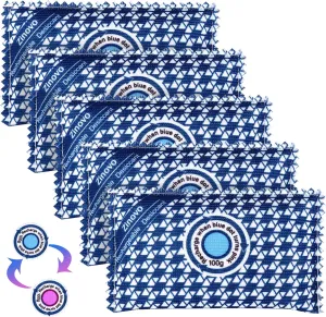 100g Rechargeable Desiccant Packs of 5,Reusable Silica Gel Dehumidifier Moisture Absorbing for storage,Desiccant Dehumidifier for Home Closets, Safe box,Duffle Bag and Cars