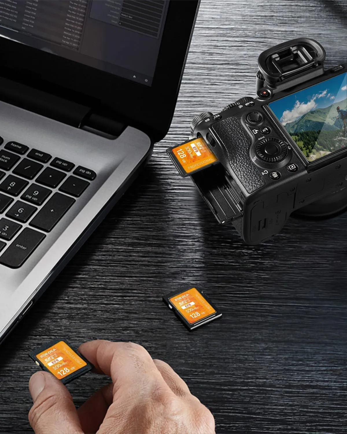 128GB UHS-II SD Card V60 Memory Cards for Professional Camera 4K/6K Video - 300MB/s Read, 100MB/s Write, Shockproof & Waterproof High-Speed Storage, U3 Class 10 Compatible with Canon (EF8)