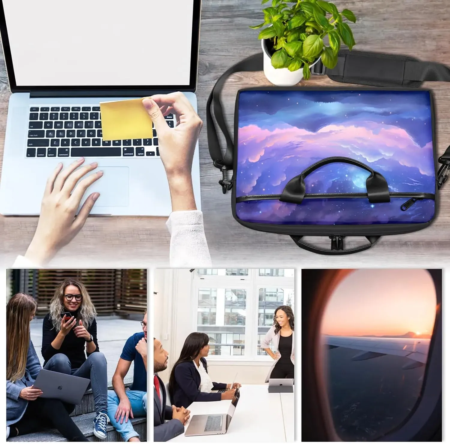 13-15 Inch Abstract Striped Handy Laptop Bag Colorful Striped Shoulder Laptop Bag For Work, School, Travel And More