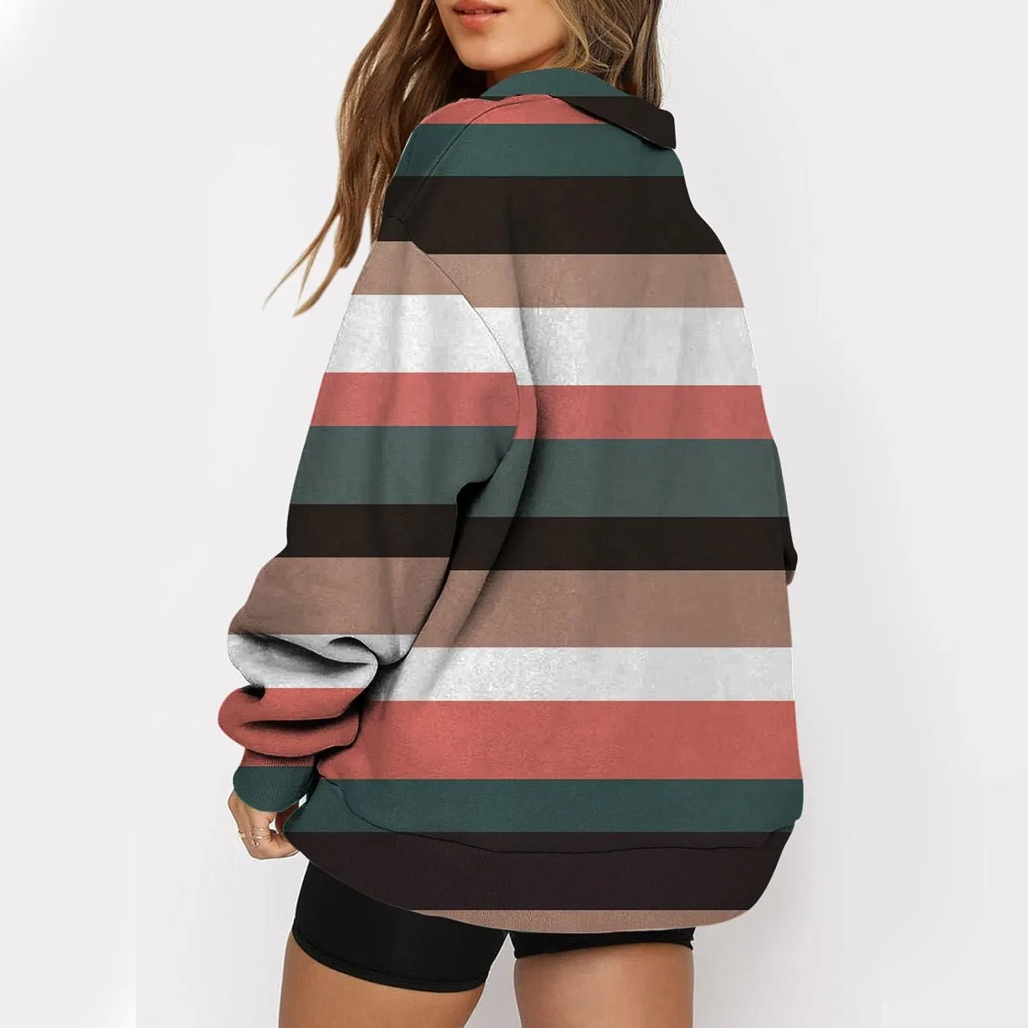 1/4 Zip Up Sweatshirts for Women Fall Fashion 2024 Long Sleeve V Neck Oversized Preppy Clothes Teen Gi