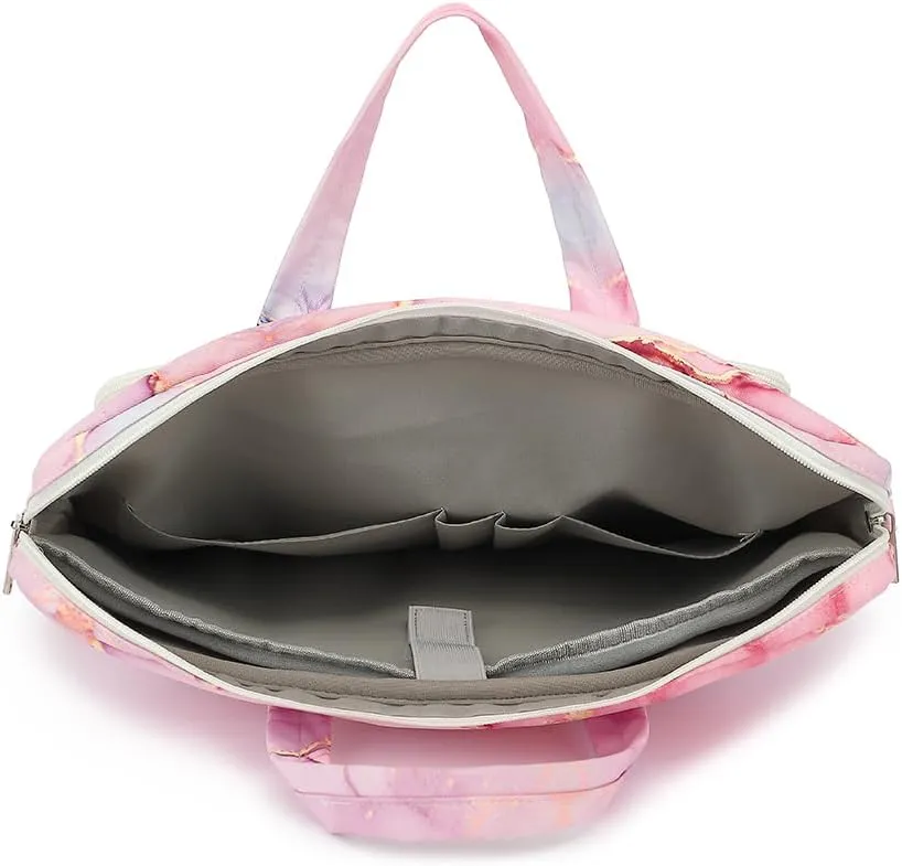 15-15.6 inch Laptop Shoulder Bag, for MacBook Pro 16, Hp Lenovo Dell 14 inch Waterproof Messenger Bag Case Sleeve (Pink marble)