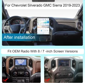15.6 Inch Qualcomm Android Car Radio for for Chevrolet Chevy Silverado GMC Sierra 2019 2020 2021 2022 2023 2024 Stereo Upgrade Tesla Style Head Multimedia Touch Screen Player GPS Navigation