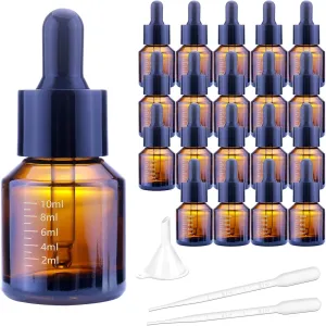 15ml Dropper Bottles with Measurement, Glass Essential Oil Jars Amber, 1/2 oz Bottles with Glass Eye Dropper for Essential Oil,Tincture