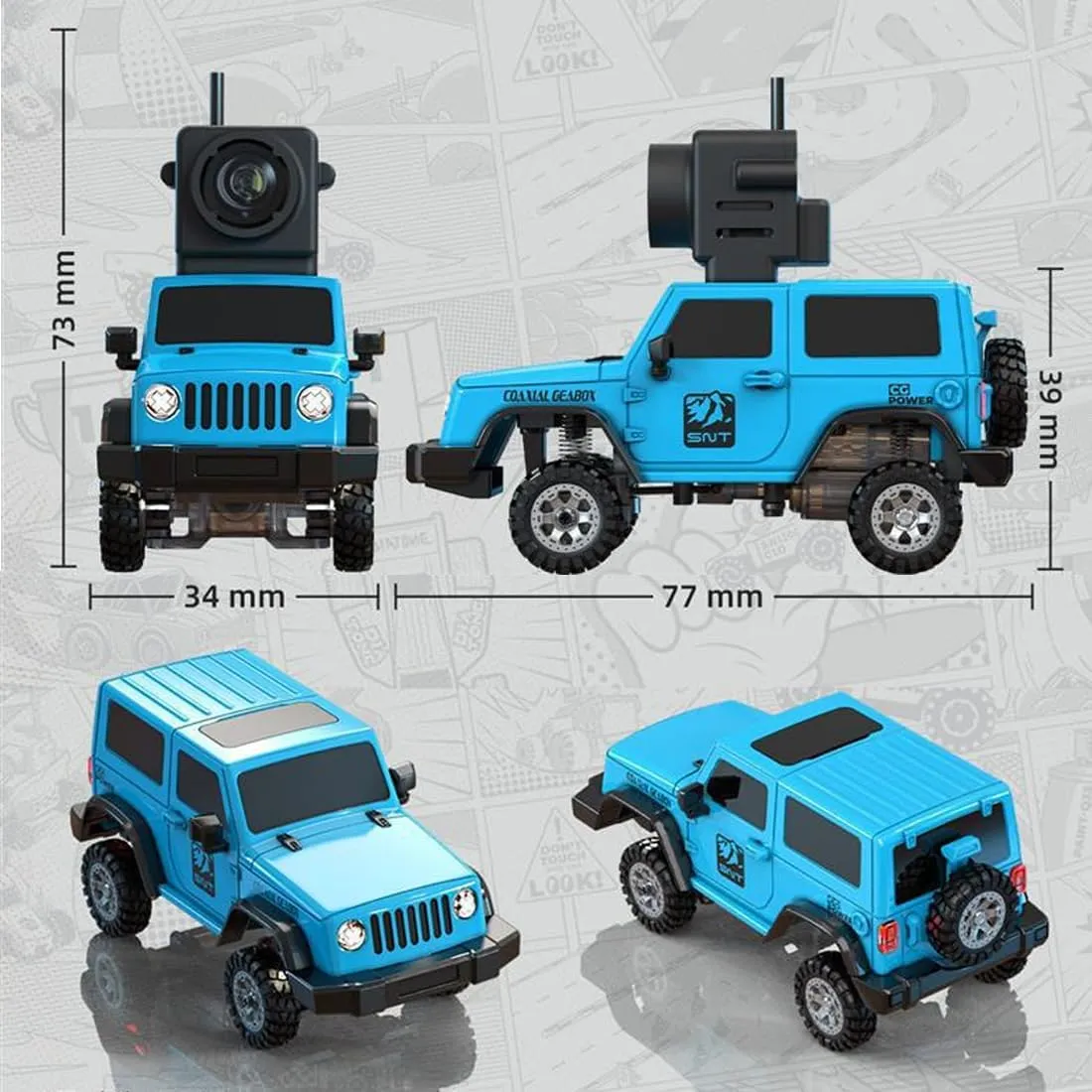 1/64 Rc Car, 2.4G Full Proportional RC Mini Drift Car with FPV Camera, Romote Control Off-Road Climbing Car, 4WD Electric Racing Vehicle Model with LED Gift for Adult (FPV/White)
