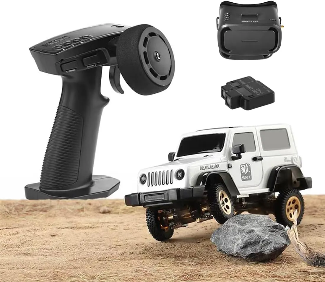 1/64 Rc Car, 2.4G Full Proportional RC Mini Drift Car with FPV Camera, Romote Control Off-Road Climbing Car, 4WD Electric Racing Vehicle Model with LED Gift for Adult (FPV/White)