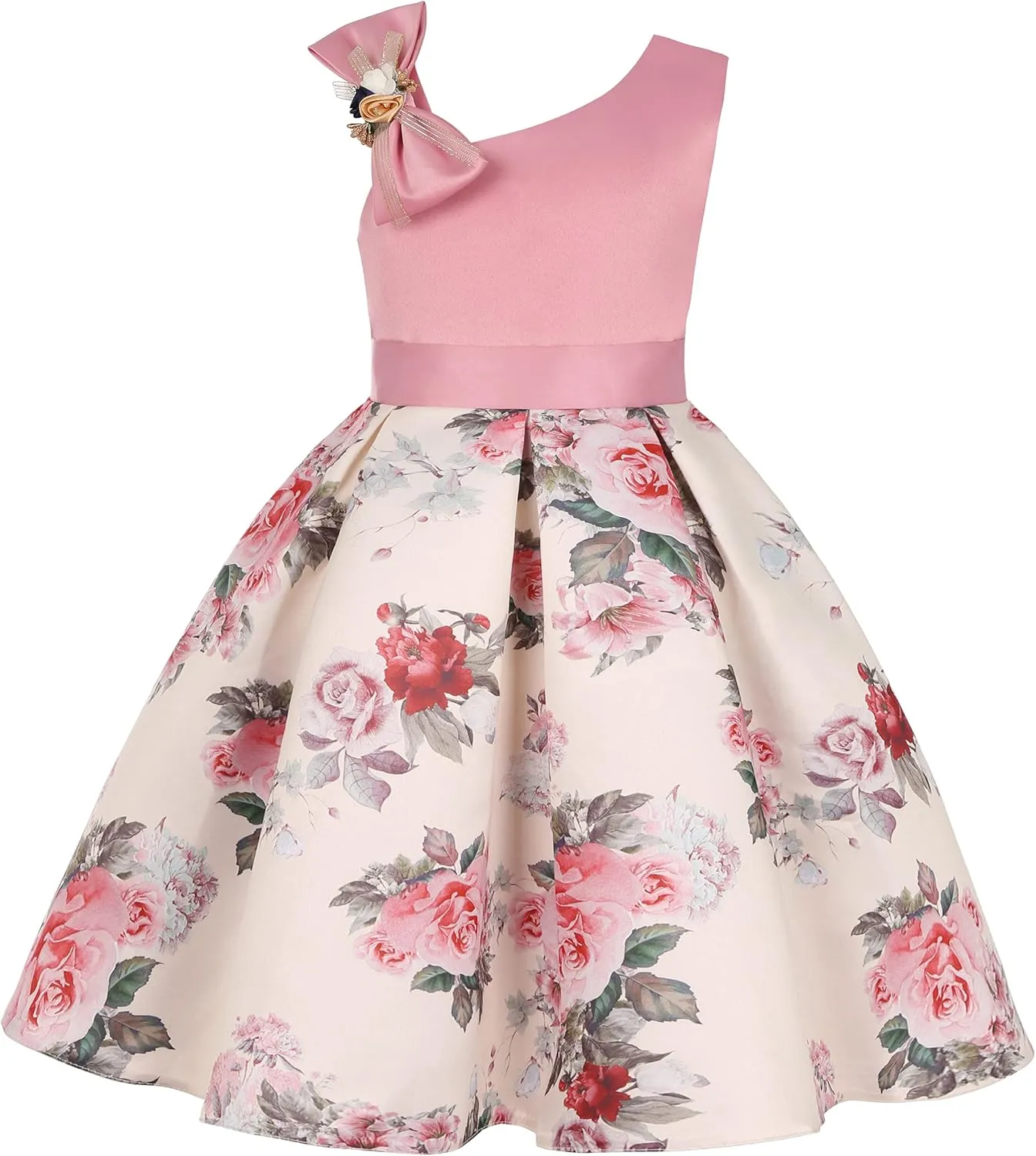 2-9T Flower Girls Floral Dresses Toddler Pageant Striped Dress