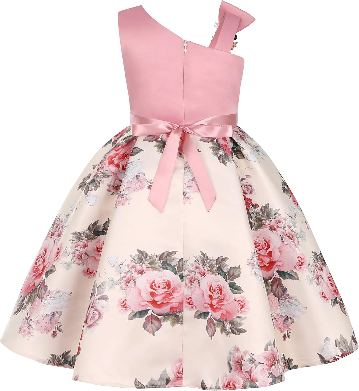 2-9T Flower Girls Floral Dresses Toddler Pageant Striped Dress