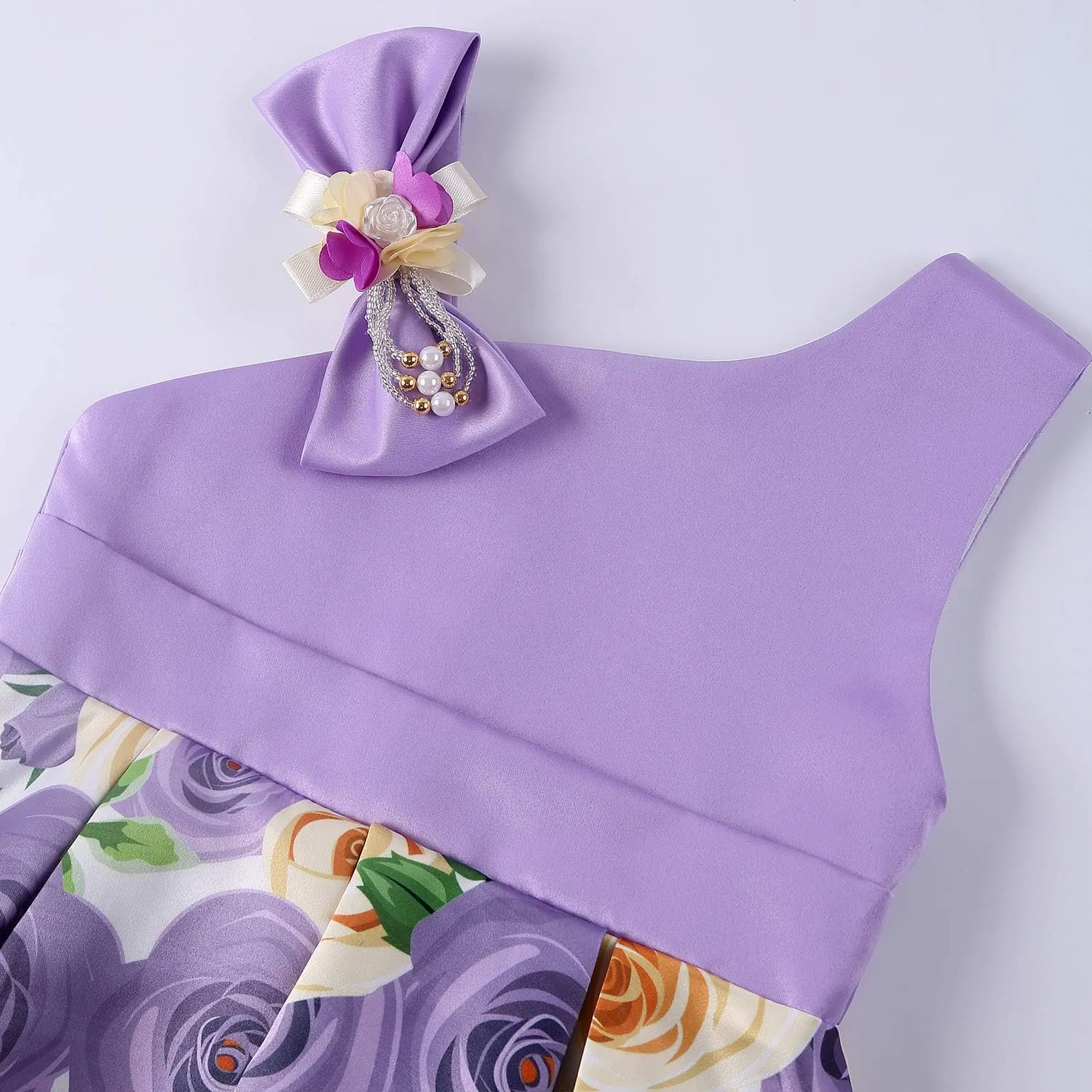 2-9T Girls Kids Striped Floral Ruffles Flower Dress Ball Gown Party Formal Dresses