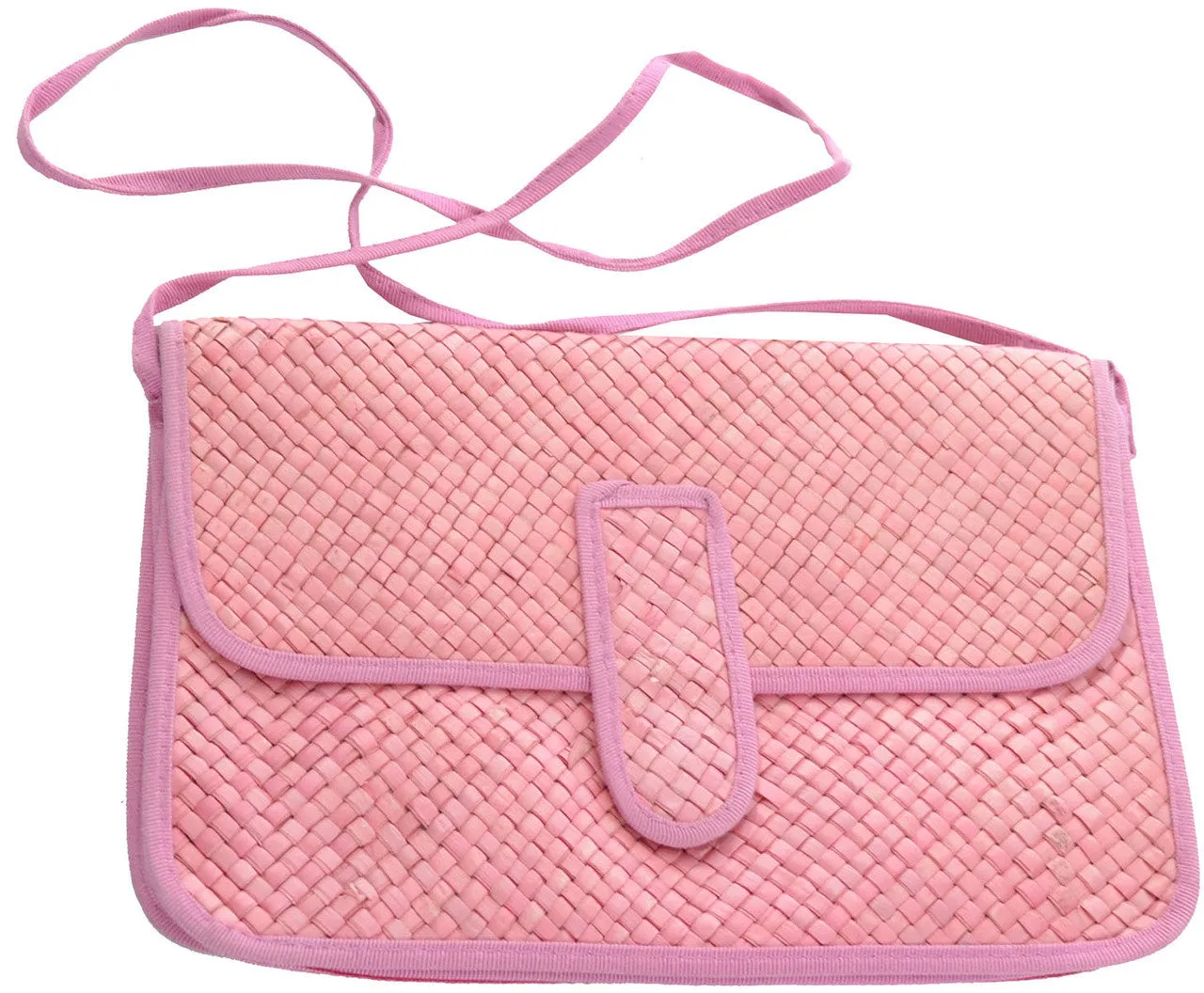 2 NEW 1970s Vintage Handbags Italy Pink Blue Woven Straw Clutch or Shoulder Bag