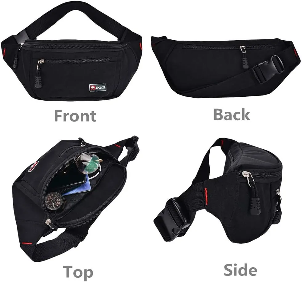 2 Packs Fanny Packs for Men and Women, Water Resistant Sports Waist Pack Bag Hip Bum Bag for Travel Hiking Running