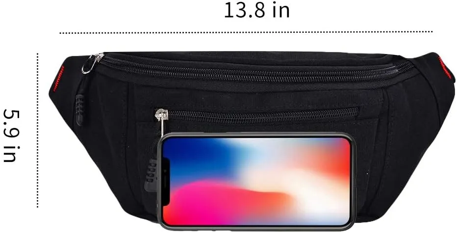 2 Packs Fanny Packs for Men and Women, Water Resistant Sports Waist Pack Bag Hip Bum Bag for Travel Hiking Running
