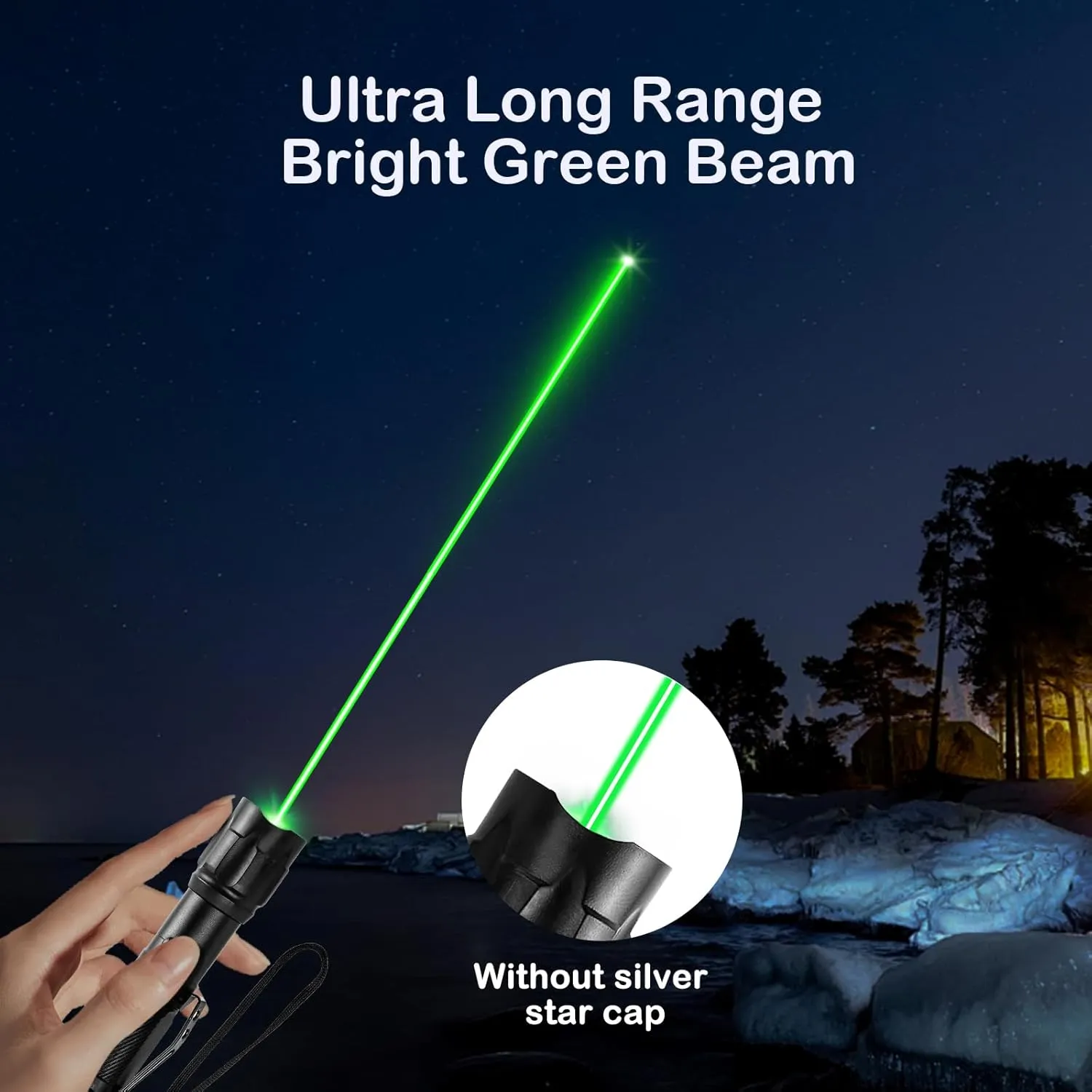 [2 Packs] LETEAPII Green Light Flashlight Rechargeable, Long Range Adjustable Focus Tactical Beam for Outdoor Journeys, Camping, Presentations, TV/LED/LCD Screens, and Stargazing