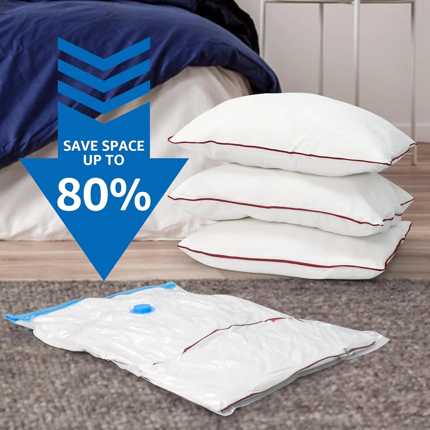 20 Pack Vacuum Storage Bags (4 Jumbo/4 Large/4 Medium/4 Small/4 Roll M) Space Saver Bags, Vacuum Seal Bags with Hand Pump for Comforters, Blankets, Bedding, Pillows and Clothes