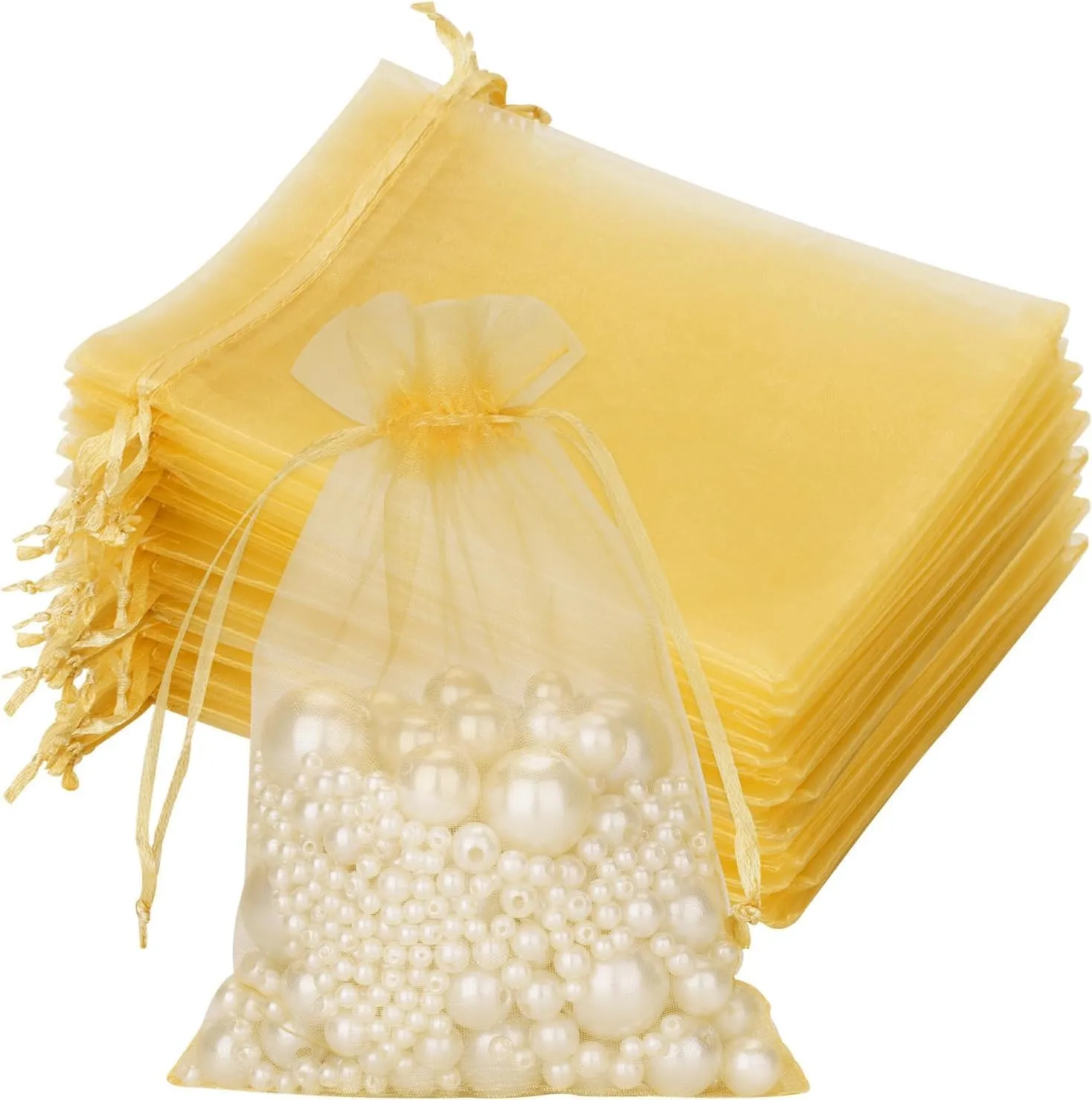 20x30 cms | 8x12 inch | Golden Colour | Organza Bags/Shagun Potli/Jewellery Packing/Dry Fruit Pouch Akshada Pouches Return Favour Organza Pouches