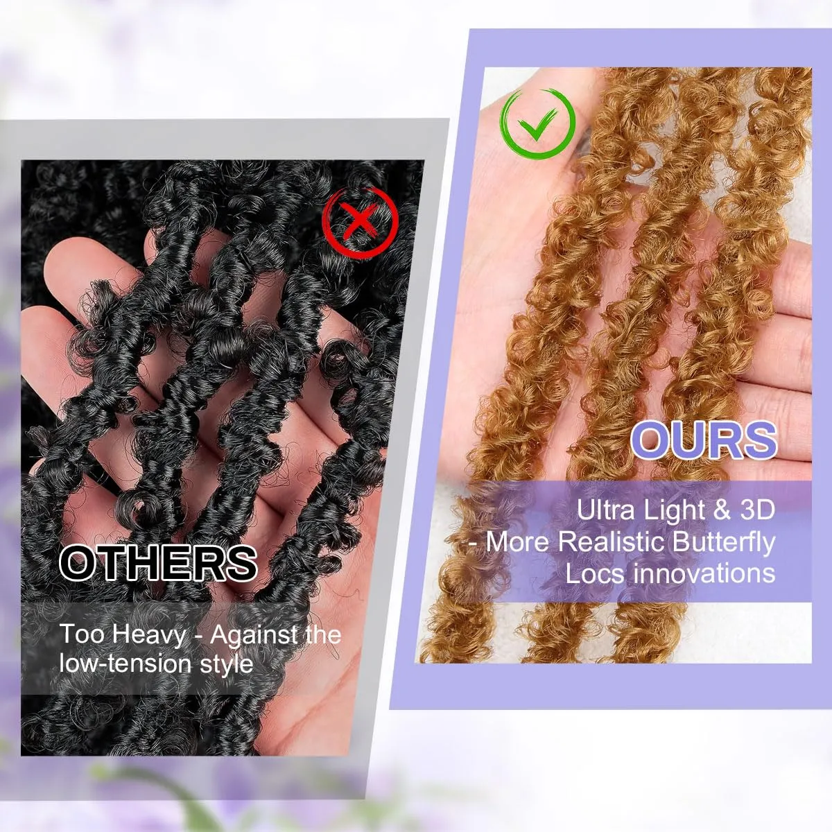 24 inch 6 Packs Distressed Butterfly Locs Crochet Hair, Soft Big Butterfly Distressed Locs Crochet Hair Synthetic Fluffy Soft Locs Crochet Braids Hair Extensions (27#)