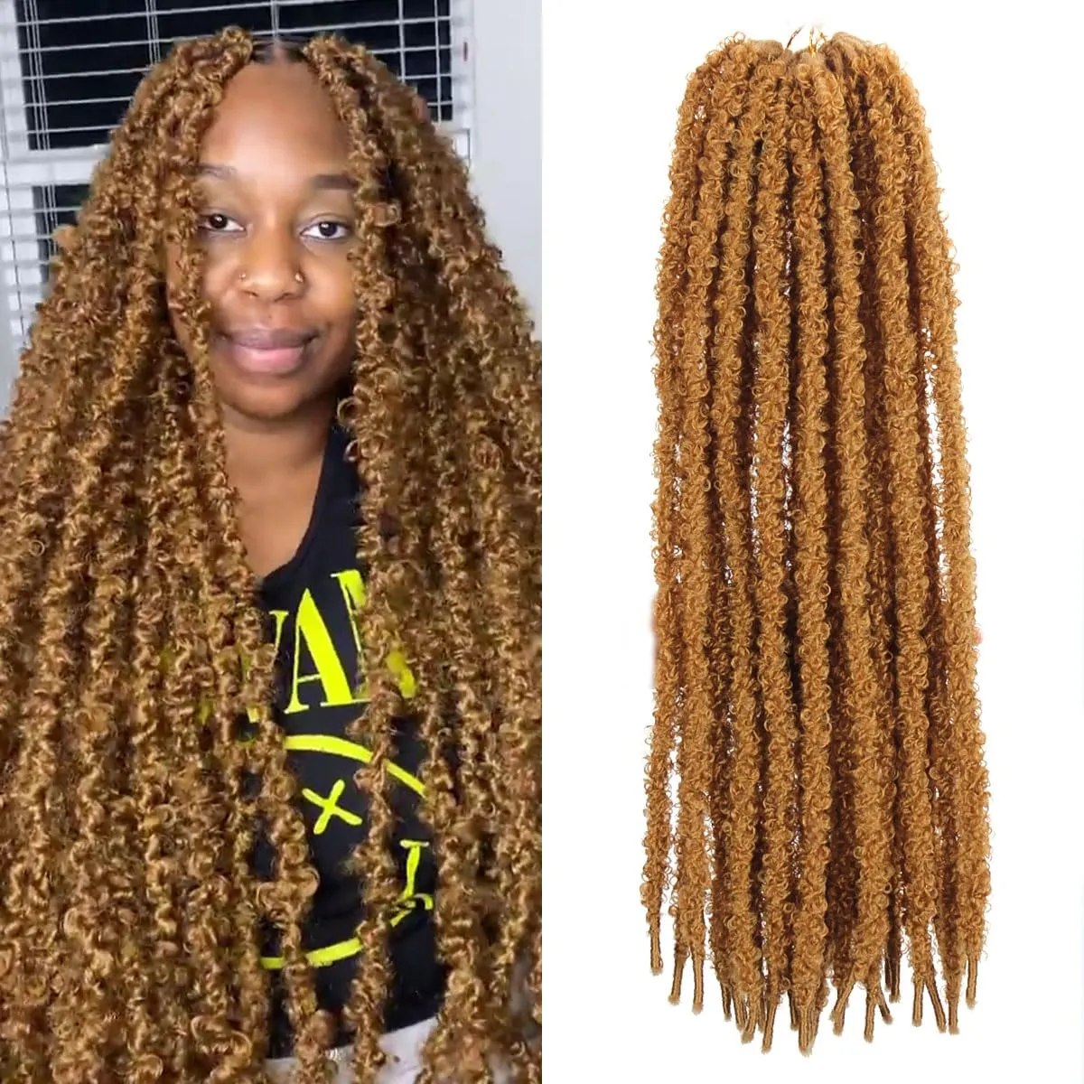 24 inch 6 Packs Distressed Butterfly Locs Crochet Hair, Soft Big Butterfly Distressed Locs Crochet Hair Synthetic Fluffy Soft Locs Crochet Braids Hair Extensions (27#)