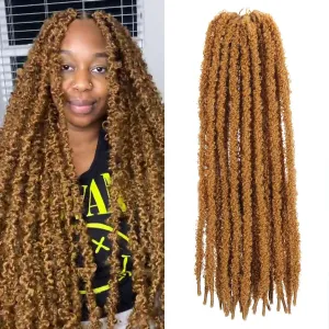 24 inch 6 Packs Distressed Butterfly Locs Crochet Hair, Soft Big Butterfly Distressed Locs Crochet Hair Synthetic Fluffy Soft Locs Crochet Braids Hair Extensions (27#)