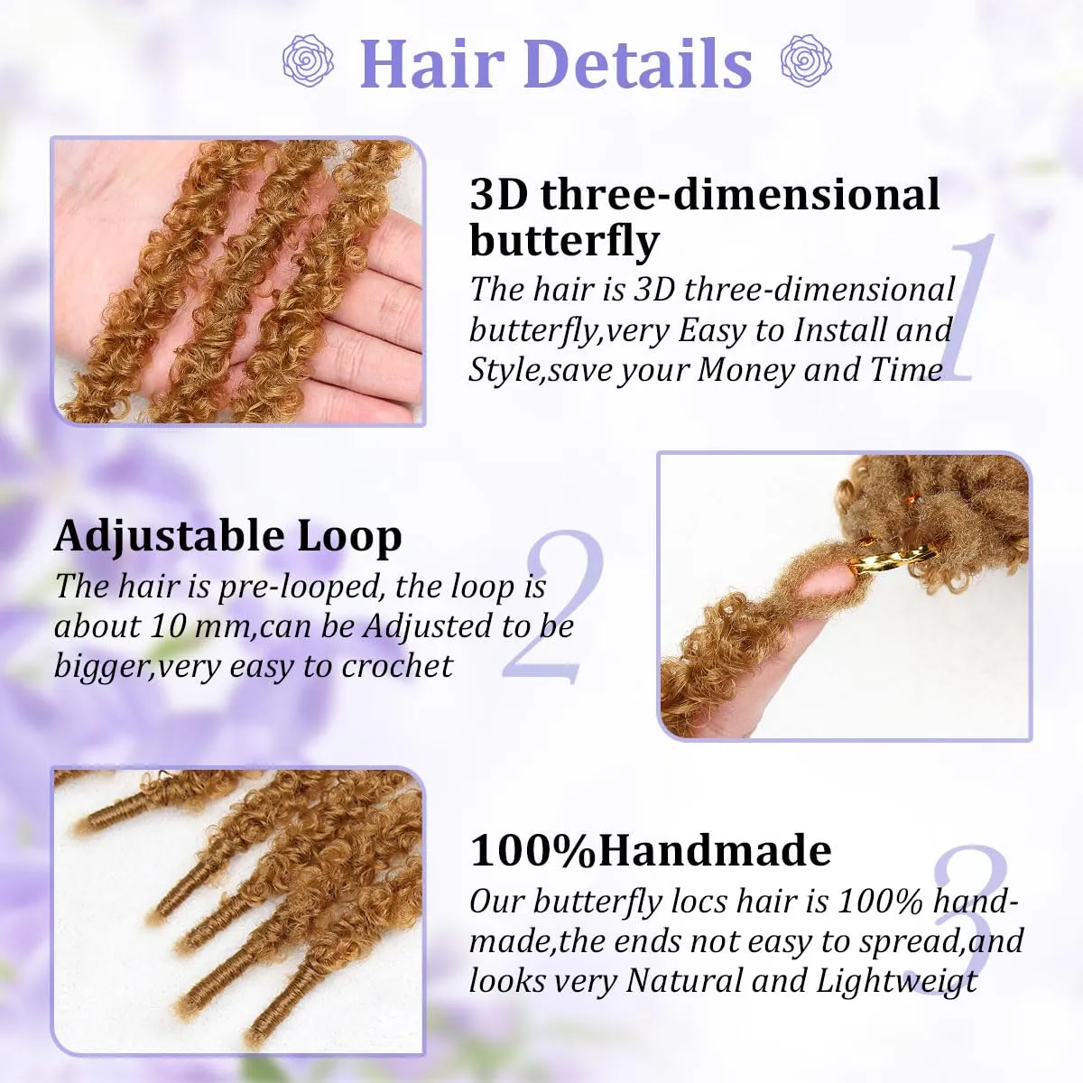 24 inch 6 Packs Distressed Butterfly Locs Crochet Hair, Soft Big Butterfly Distressed Locs Crochet Hair Synthetic Fluffy Soft Locs Crochet Braids Hair Extensions (27#)