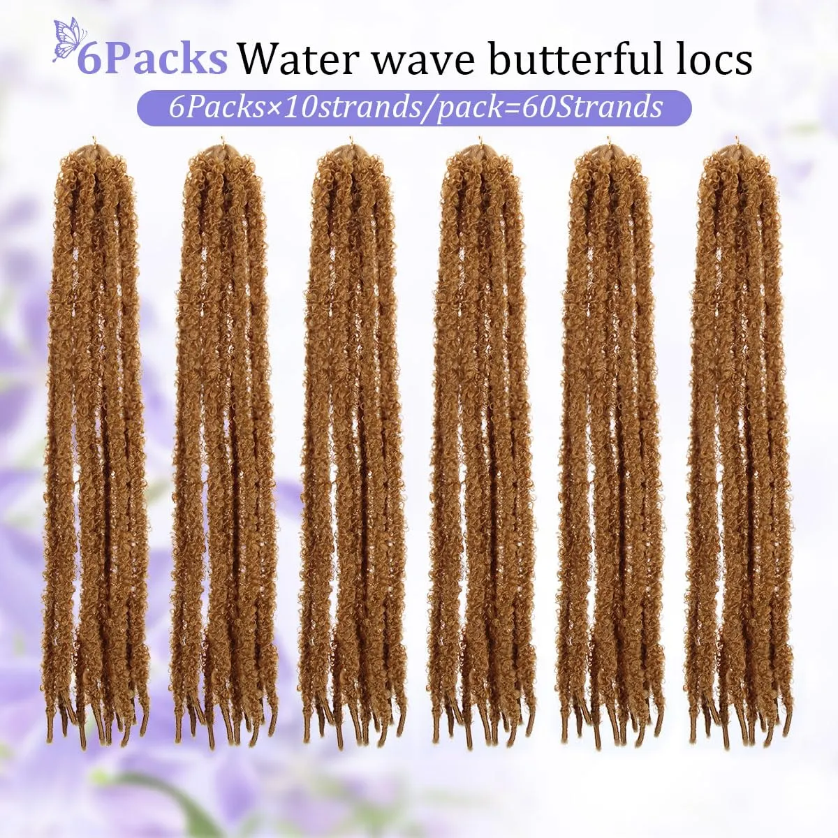 24 inch 6 Packs Distressed Butterfly Locs Crochet Hair, Soft Big Butterfly Distressed Locs Crochet Hair Synthetic Fluffy Soft Locs Crochet Braids Hair Extensions (27#)
