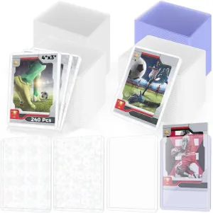 240 Pcs Clear Card Sleeves, 3 X 4 Protectors for Sports, Trading, and Game Cards with Heart & Star Designs