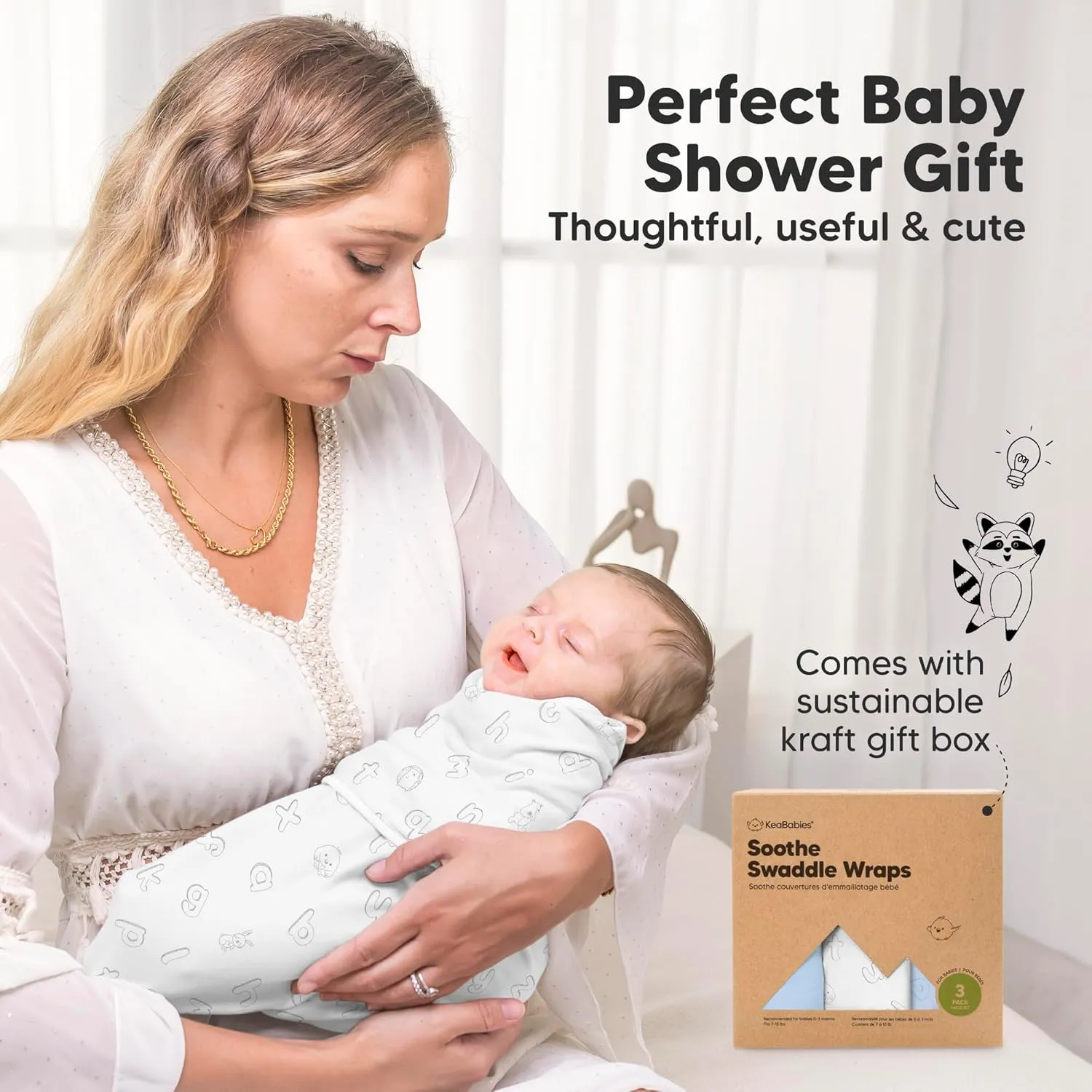 3-Pack Organic Baby Swaddle Sleep Sacks - Swaddles for Newborns, Infant 0-3 Months, Baby Girls, Boys, Soft & Snug Newborn Sleep Sack, Nursery Swaddling Blankets (ABC Land Cloud)