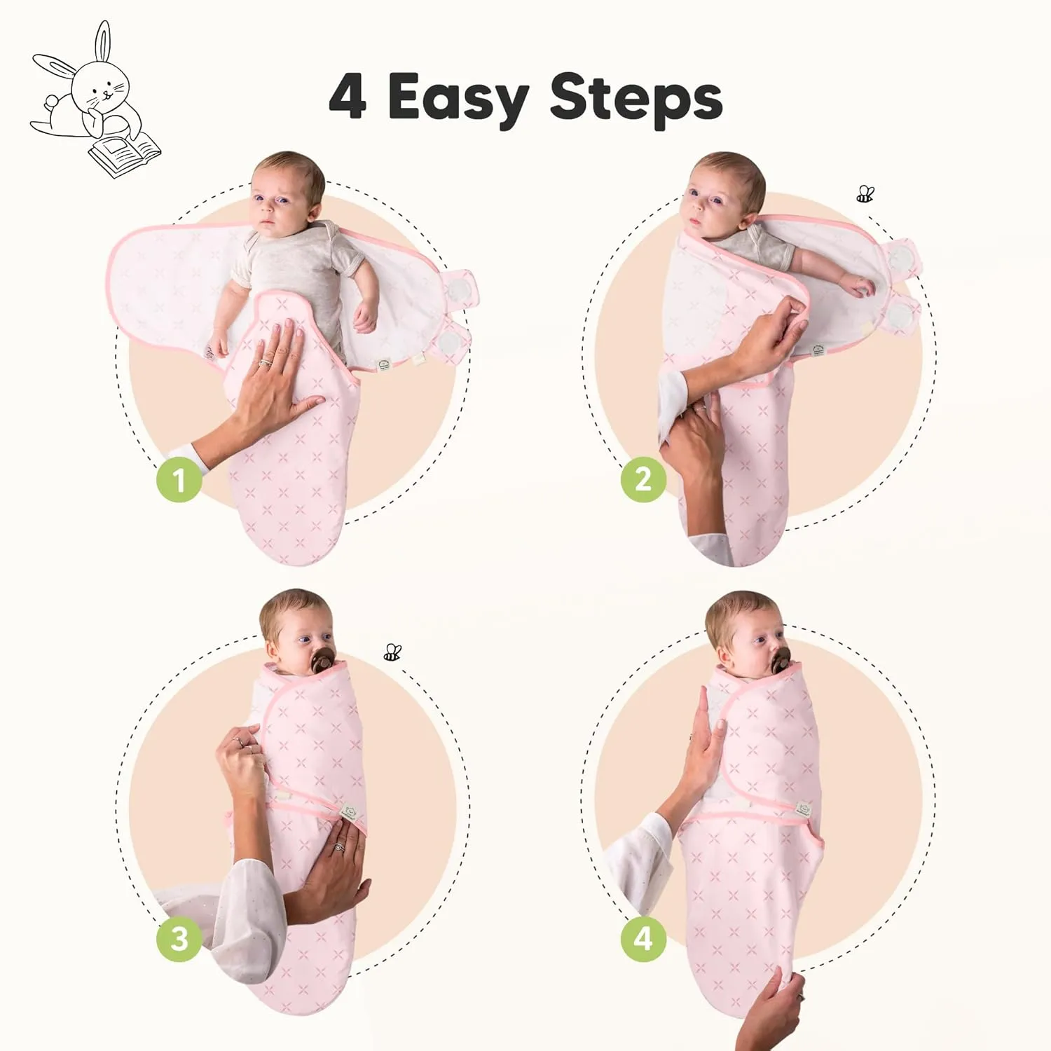 3-Pack Organic Baby Swaddle Sleep Sacks - Swaddles for Newborns, Infant 0-3 Months, Baby Girls, Boys, Soft & Snug Newborn Sleep Sack, Nursery Swaddling Blankets (Blossom)