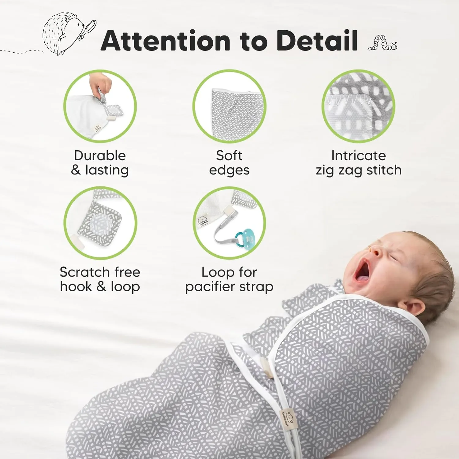 3-Pack Organic Baby Swaddle Sleep Sacks - Swaddles for Newborns, Infant 0-3 Months, Baby Girls, Boys, Soft & Snug Newborn Sleep Sack, Nursery Swaddling Blankets (Nordic)