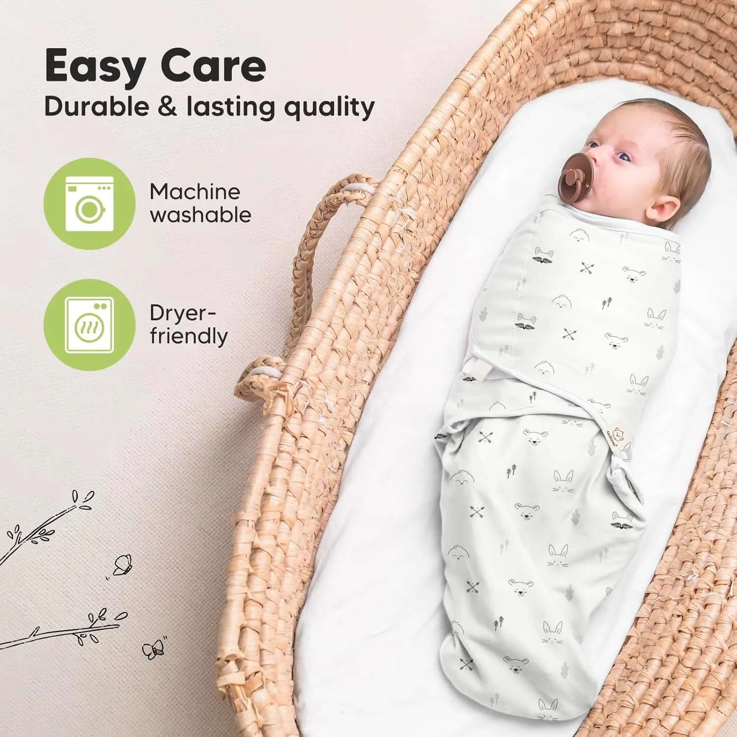 3-Pack Organic Baby Swaddle Sleep Sacks - Swaddles for Newborns, Infant 0-3 Months, Baby Girls, Boys, Soft & Snug Newborn Sleep Sack, Nursery Swaddling Blankets (Nordic)