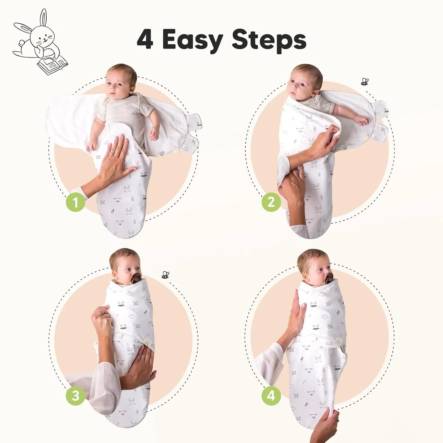 3-Pack Organic Baby Swaddle Sleep Sacks - Swaddles for Newborns, Infant 0-3 Months, Baby Girls, Boys, Soft & Snug Newborn Sleep Sack, Nursery Swaddling Blankets (Nordic)