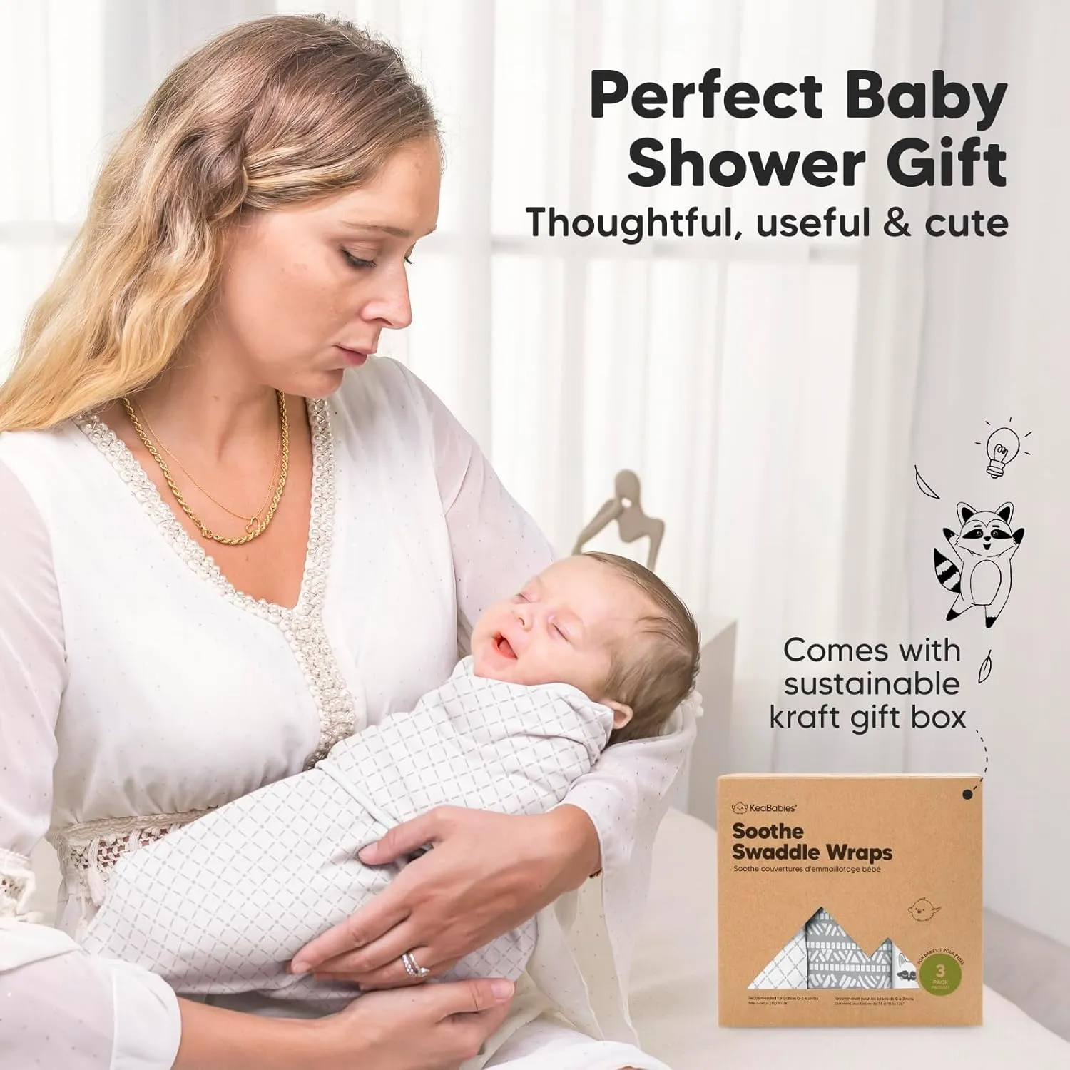 3-Pack Organic Baby Swaddle Sleep Sacks - Swaddles for Newborns, Infant 0-3 Months, Baby Girls, Boys, Soft & Snug Newborn Sleep Sack, Nursery Swaddling Blankets (Nordic)