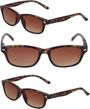 3 Pair of Full Reading Sunglasses (Non Bifocal) for Men and Women - Outdoor Sun Readers