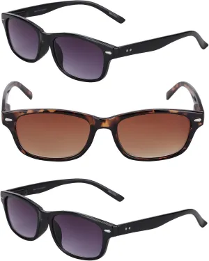 3 Pair of Full Reading Sunglasses (Non Bifocal) for Men and Women - Outdoor Sun Readers