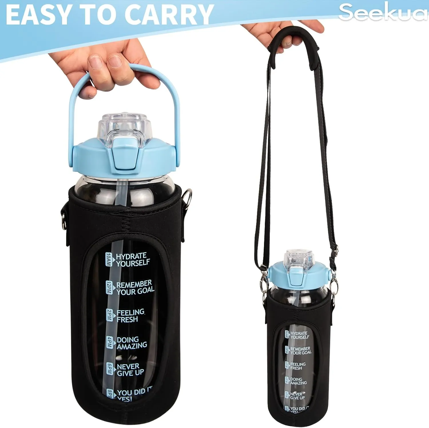 32 oz Glass Water Bottle with Straw and Time Marker, Large Motivational Borosilicate Glass Drinking Bottle with Silicone Boot and Sleeve
