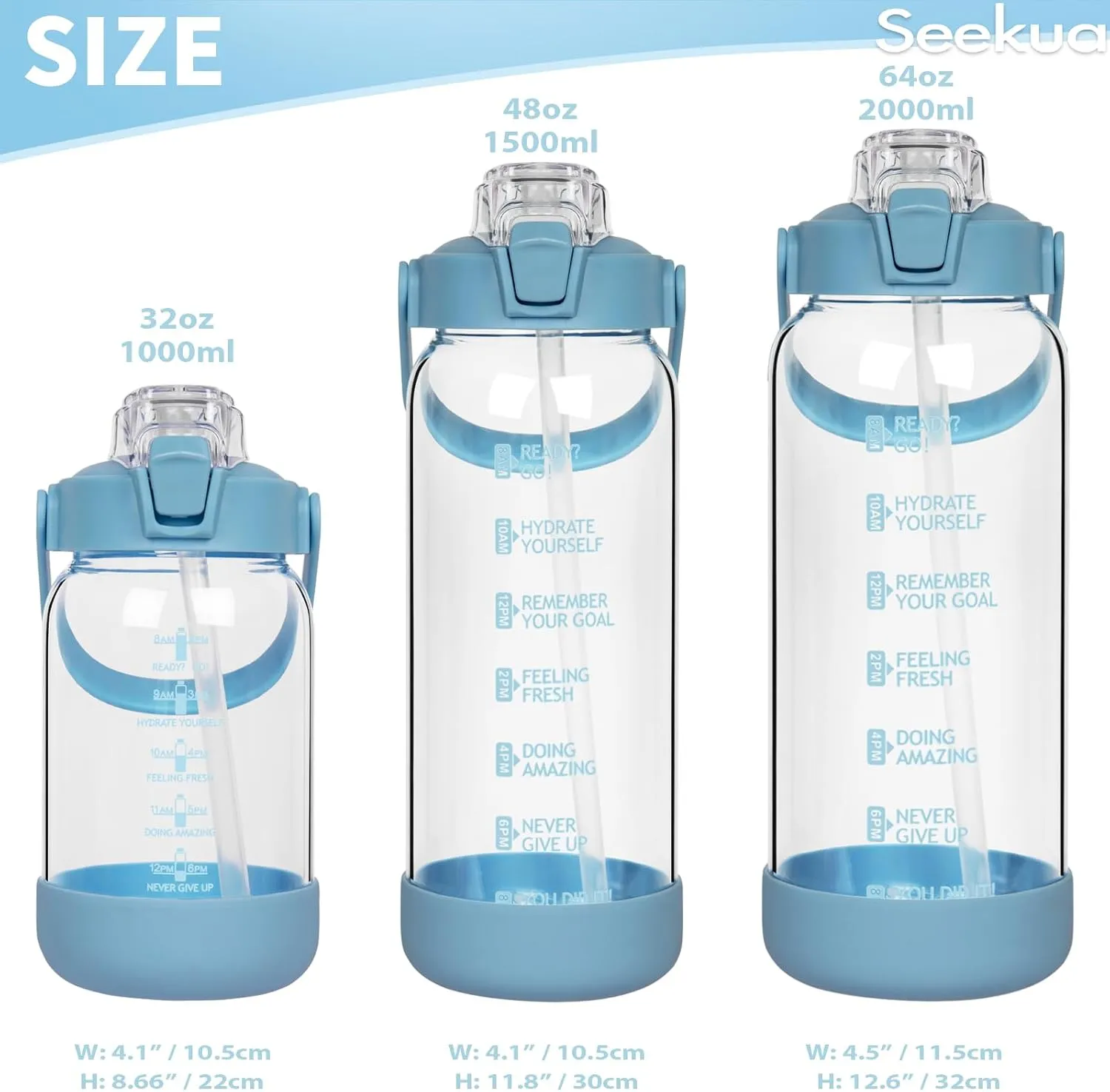 32 oz Glass Water Bottle with Straw and Time Marker, Large Motivational Borosilicate Glass Drinking Bottle with Silicone Boot and Sleeve