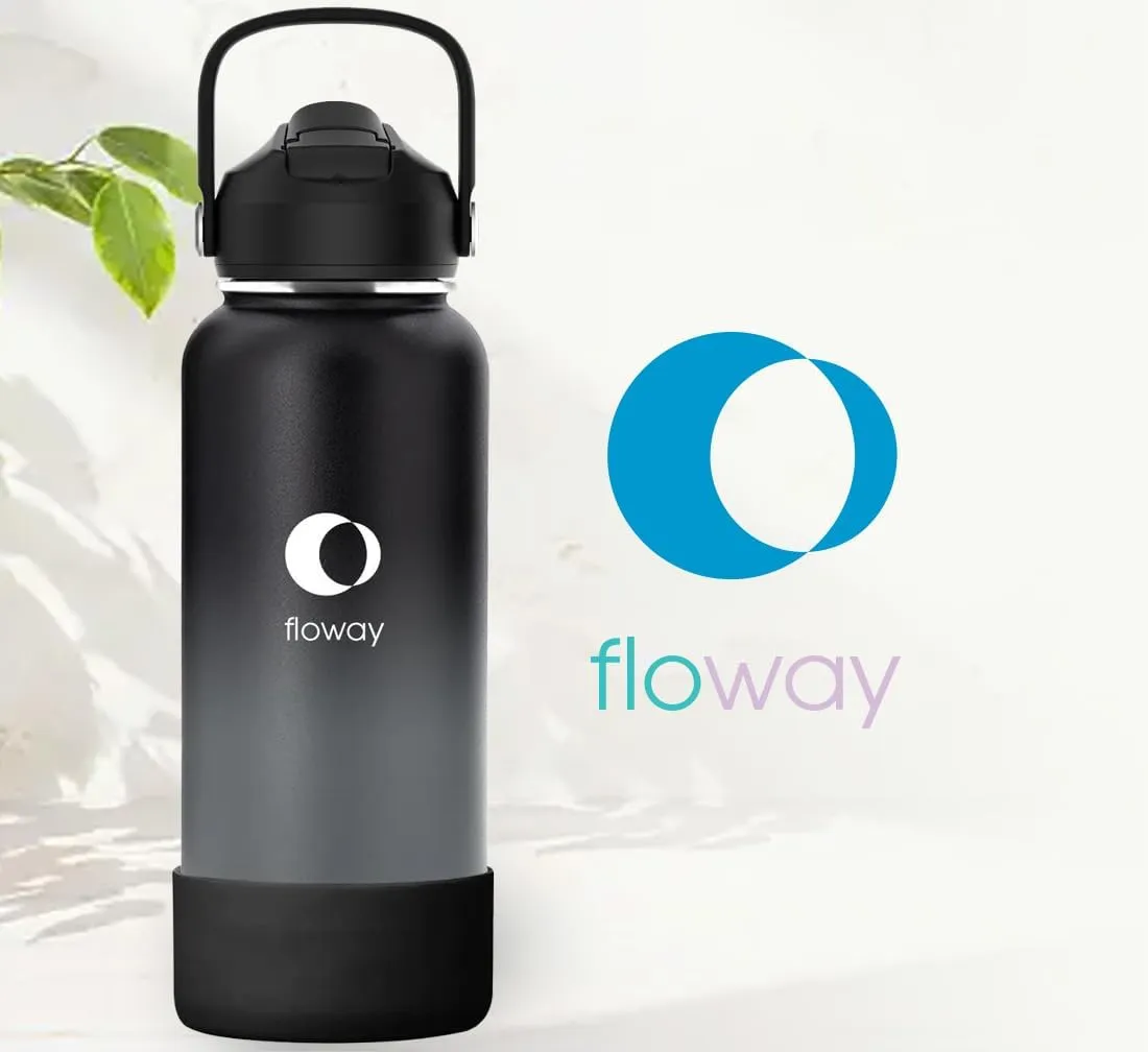 32oz Stainless Steel Vacuum Insulated Water Bottle with Straw Lid and Cleaning Brush, BPA Free, Leakproof, Temp Control, for Hot and Cold Drinks (Midnight, 32oz)
