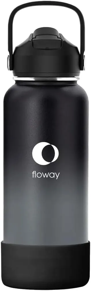 32oz Stainless Steel Vacuum Insulated Water Bottle with Straw Lid and Cleaning Brush, BPA Free, Leakproof, Temp Control, for Hot and Cold Drinks (Midnight, 32oz)