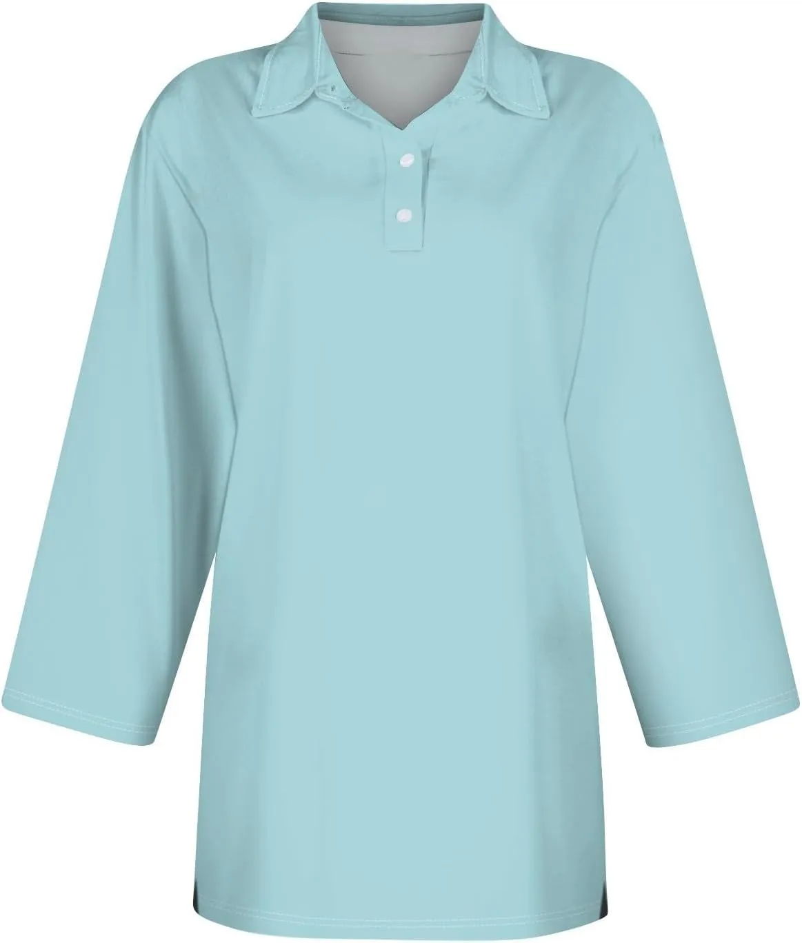 3/4 Sleeve Work Polo Shirts for Women 2024 Fall V-Neck Button-Down Pullover Top Casual Slim Fit Athletic Golf T Shirt