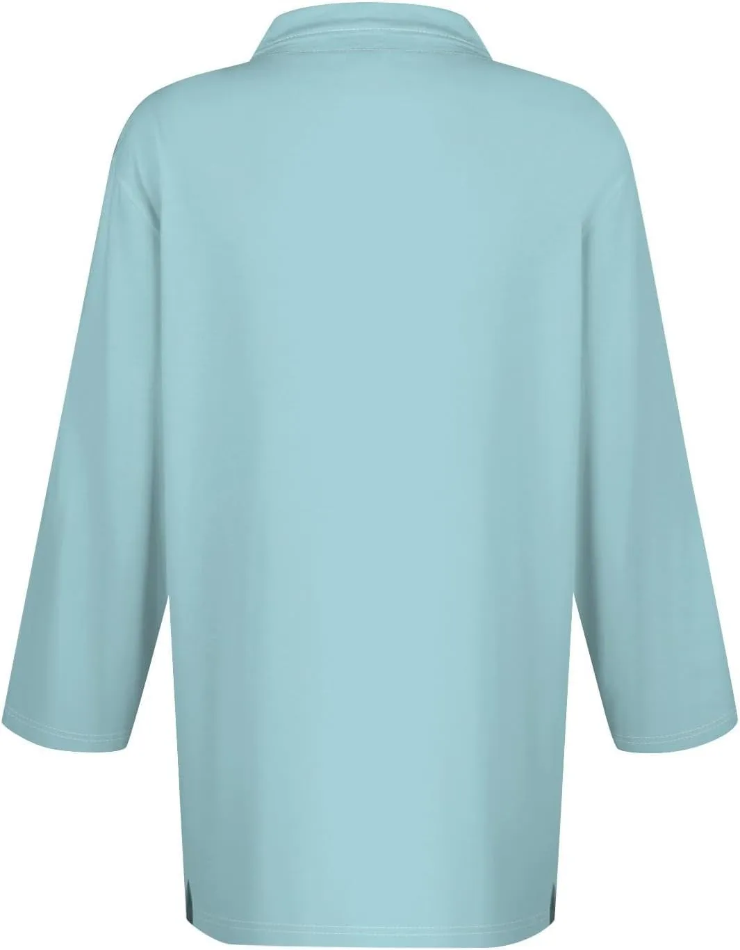 3/4 Sleeve Work Polo Shirts for Women 2024 Fall V-Neck Button-Down Pullover Top Casual Slim Fit Athletic Golf T Shirt