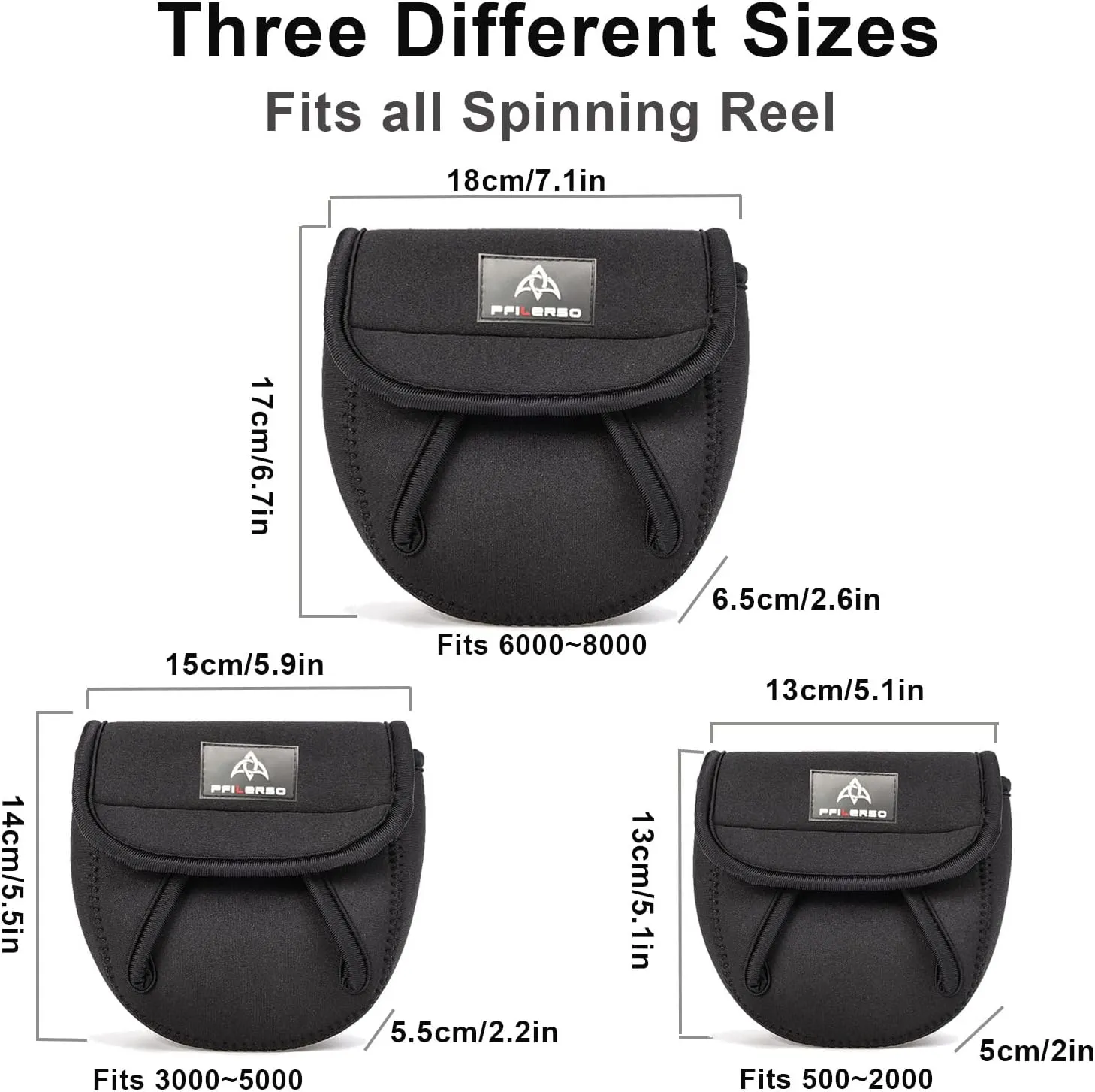 3Pcs Fishing Spinning Reel Covers Bag Baitcasting Trolling Fishing Reel Protective Case Pouch Sleeve Gloves Fishing Bags Fits 1000-8000 Series Reel 3Size (3Pack 3szie)