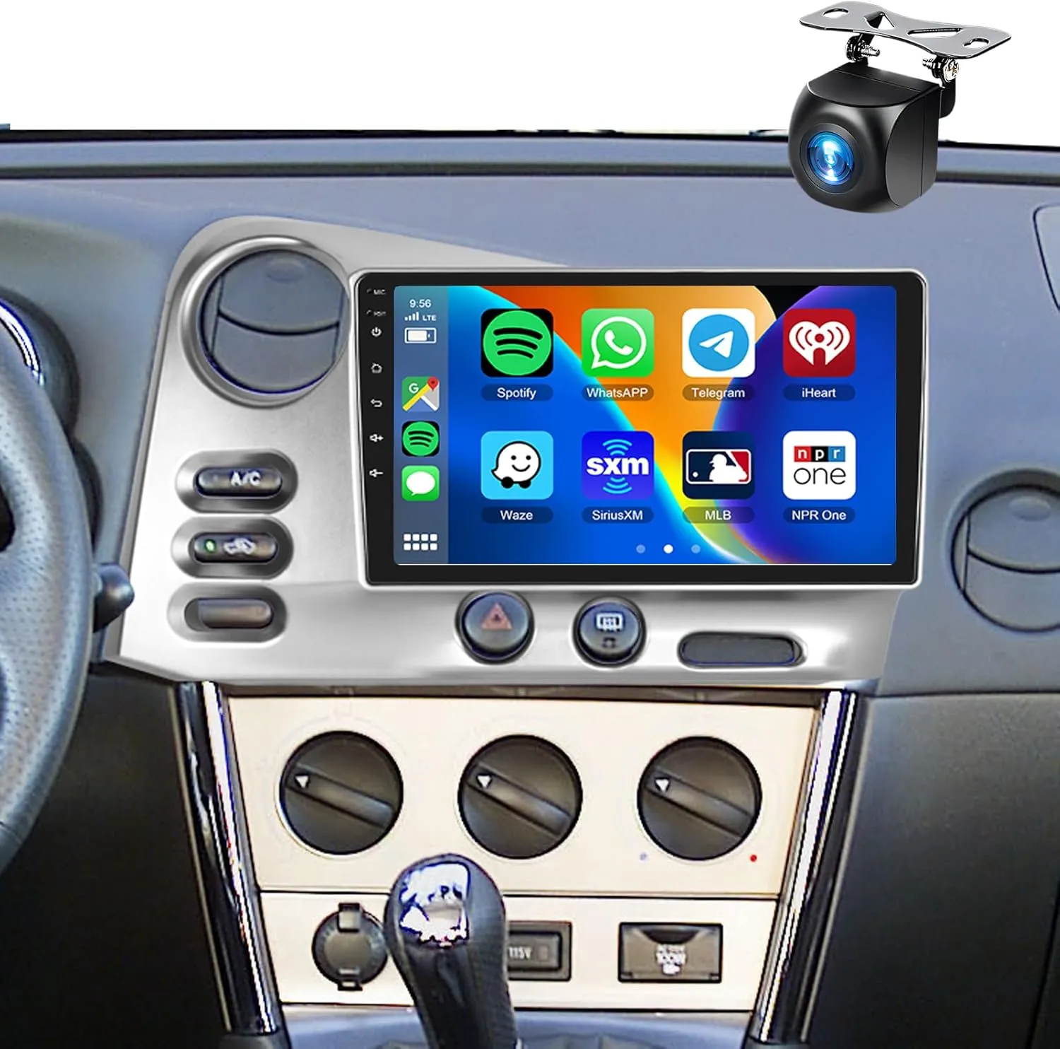 【4 64】 for Toyota Corolla Matrix 03-04 & Pontiac Vibe 03-08 Android Car Radio Stereo Wireless CarPlay Android Auto,9 inch IPS Car Stereo Bluetooth5.0,GPS,WiFi,SWC,59UI,32EQ AI DSP HD Backup Camera