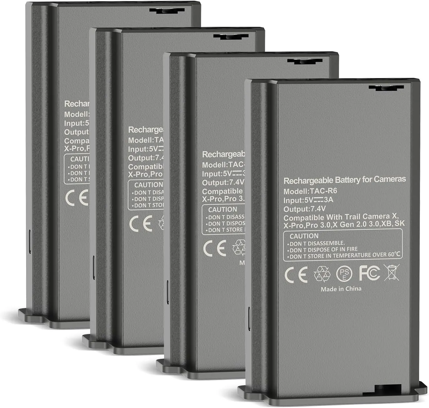 4 Pack Hunting Trail Camera Lithium Battery Pack, Rechargeable Battery Compatible with Reveal Hunting Camera X Gen 3.0, Pro 3.0, X, X Pro, X Gen 2.0, XB, SK