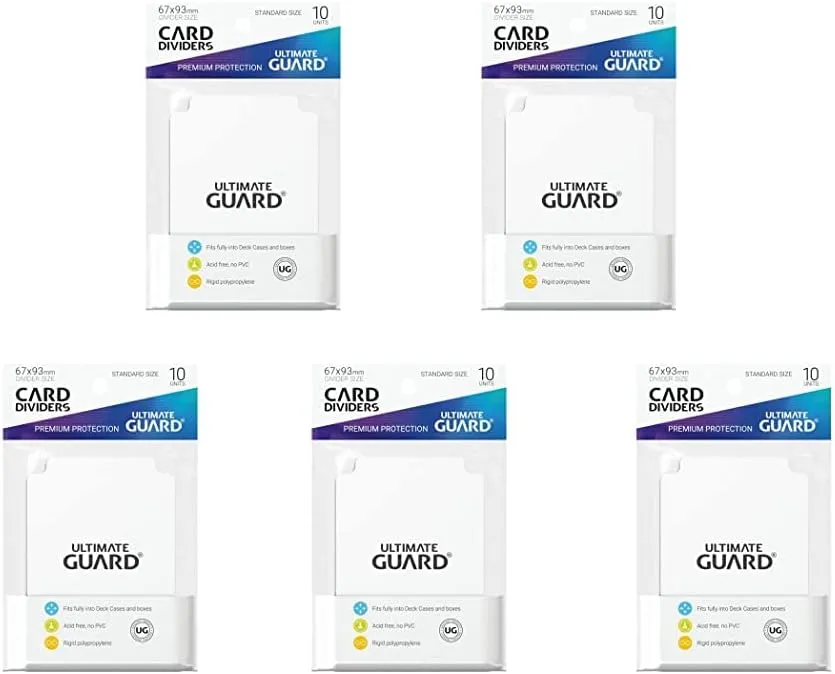 5 Packs Ultimate Guard White Card Dividers (10) Standard Size Value Bundle!