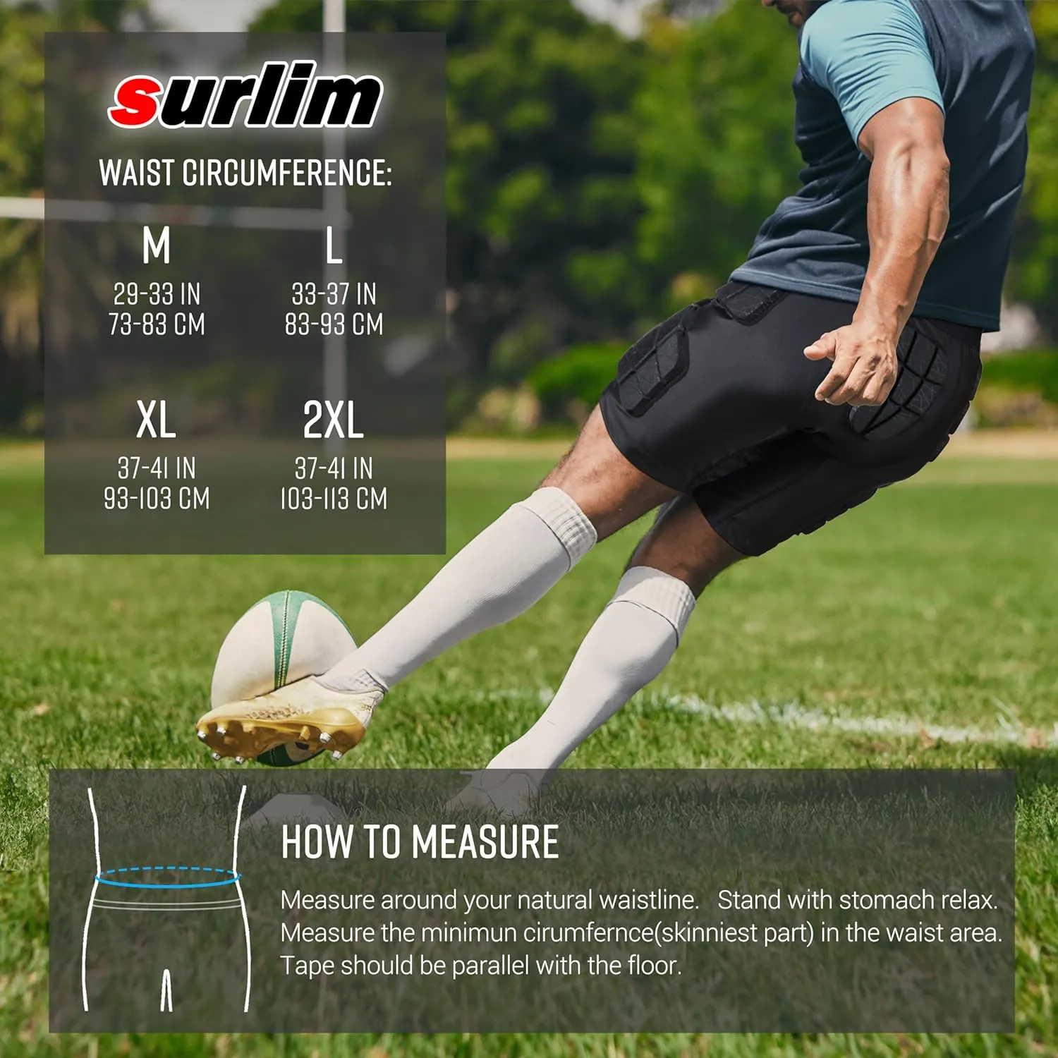 5-Pad Football Compression Girdle/Shorts, Football Padded Shorts, Football Girdle Hip and Thigh Protector